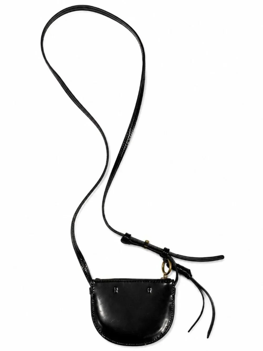 Tory Burch Black Leather Mini Crossbody Bag Purse Gold Hardware Adjustable Strap